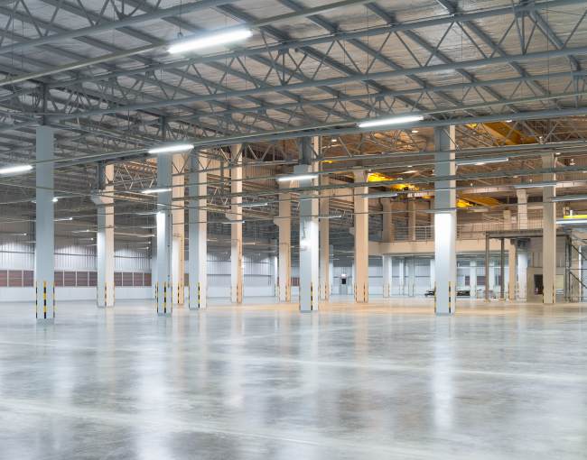 Empty warehouse floor