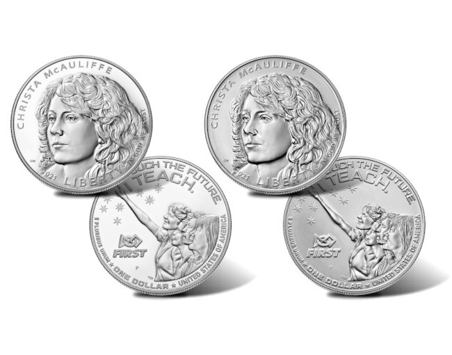 Christa McAuliffe silver dollar coins
