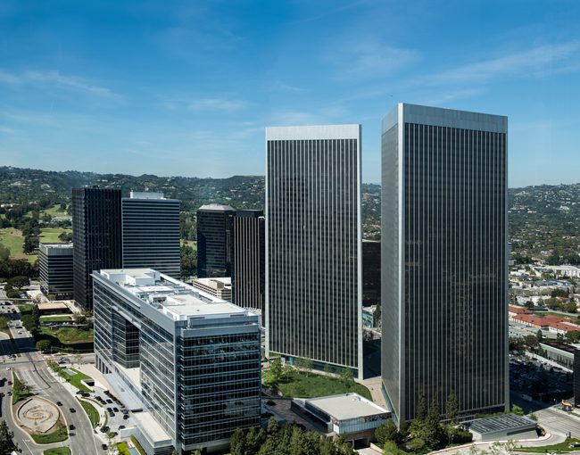 aerial image of our Century City offices by day