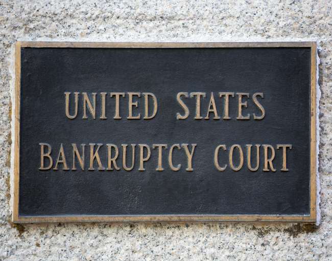 Photo of U.S. Bankruptcy Court plaque on a building