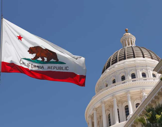 California state capital and state flag
